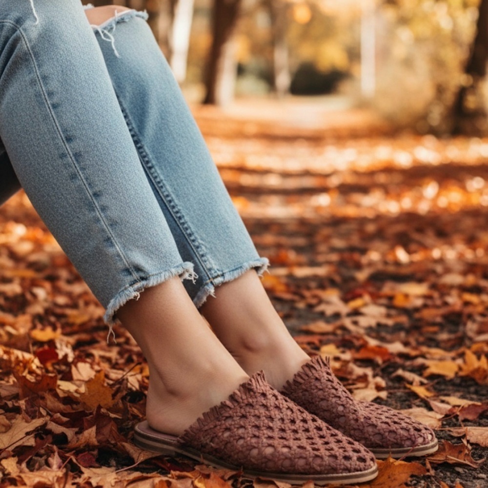 Free People Mirage Woven Fringe Basketweave Brown Mules Flats Sandals Shoes 40